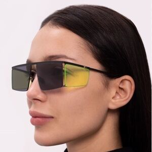 Helmut Lang Black and Neon Green Sunglasses
